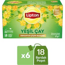 Lipton Osmantus Çiçek Bahçesi Aromalı Yeşil Çay 18LI x 6 Adet