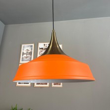 Bamyum Asaletli Tekli Turuncu Avize Eskitme Kubbe Başlık Retro Sarkıt Lamba Dükkan Cafe Salon Avizeleri