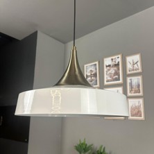 Bamyum Açe Beyaz Tekli Eskitme Kubbe Başlık Avize Retro Sarkıt Ofis Showroom Salon Mutfak Avizeleri