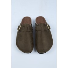 No Miento Leon Erkek Vegan Deri Tokalı Haki Sabo Terlik