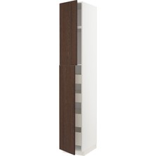 Hobiurun Mutfak boy dolabı, SINARP kahverengi, 40x60x240 cm, 2 kapaklı ve 4 çekmeceli