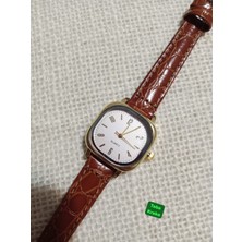 Trendy Son Moda Kadın Kol Saati Vintage Oval Gold Kasa- Taba Renk Kroko Desenli Kordon TT0054