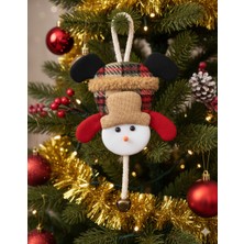 Dodomar 20 cm Ekoseli Çanlı Kardan Adam Kapı Süsü – Zilli Yılbaşı Dekor Modeli