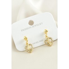 Bijuteri Net Kalp Taşlı Küpe