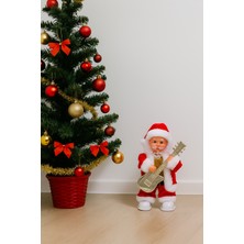 Dodomar 25 cm Gitarlı Hareketli Pilli Sesli Noel Baba – Özel Tasarım Mini Yılbaşı Dekor Figürü