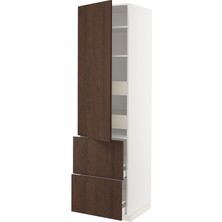 Hobiurun Mutfak boy dolabı, SINARP kahverengi, 60x60x220 cm, 1 kapaklı, 4 çekmeceli,2 raflı ve 2 ön panelli
