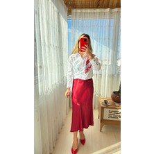 Kırmızı Saten Etek