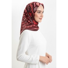 Kehribar Desenli Eşarp 70326-01 Koyu Bordo