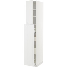 Hobiurun Mutfak boy dolabı, STENSUND beyaz, 40x60x220 cm, 2 kapaklı, 4 çekmeceli ve 2 raflı