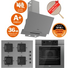Ferre Fryart & Silentart Loca Yeni Seri Sessiz Antrasit Gri Ankastre Set (D065-SA+ QEP63CPR +SS208)