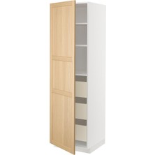 Hobiurun Mutfak boy dolabı, FORSBACKA meşe, 60x60x200 cm, 1 kapaklı, 3 çekmeceli ve 2 raflı