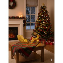 Dodomar Yılbaşı Işıklı Tel Geyik Kızaklı 40X20 cm Kendinden Pilli Altın LED Dekor