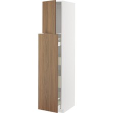 Hobiurun Mutfak boy dolabı, TISTORP kahverengi ceviz görünümlü, 40x60x200 cm, 2 kapaklı ve 4 çekmeceli