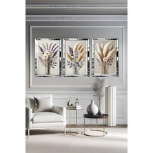 AVM19 Pleksi Çerçeveli Papatya & Lavanta & Pampas  Tablo 3lü