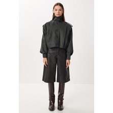 Happiness İstanbul Piliseli Kısa Süet Ceket LFN0136 Haki