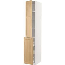 Hobiurun Mutfak boy dolabı, FORSBACKA meşe, 40x60x240 cm, 2 kapaklı, 3 çekmeceli ve 2 raflı