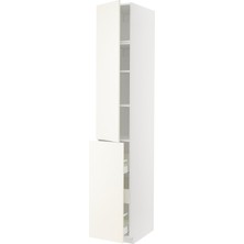 Hobiurun Mutfak boy dolabı, VALLSTENA beyaz, 40x60x240 cm, 2 kapaklı, 3 çekmeceli ve 2 raflı