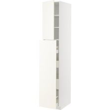 Hobiurun Mutfak boy dolabı, VALLSTENA beyaz, 40x60x220 cm, 2 kapaklı, 4 çekmeceli ve 2 raflı