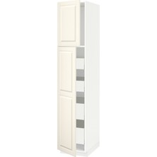 Hobiurun Mutfak Boy Dolabı, Bodbyn Kırık Beyaz, 40X60X200 Cm, 2 Kapaklı ve 4 Çekmeceli