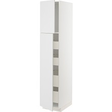 Hobiurun Mutfak boy dolabı, STENSUND beyaz, 40x60x200 cm, 2 kapaklı ve 4 çekmeceli