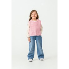 Harika Kids Kız Çocuk Triko Yelek-Gömlek-Kot Pantolon 3'lü Takım