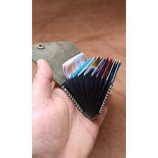 Cg Deri Hakiki Deri Unisex Akordiyon 10 Bölmeli Minimal Tasarım Kartlık