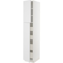 Hobiurun Mutfak boy dolabı, STENSUND beyaz, 40x60x220 cm, 2 kapaklı ve 4 çekmeceli