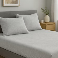 Vionetta Açık Gri Lastikli Çarşaf  Yastık Kılıflı