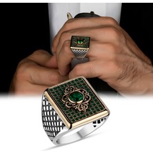 Mem Güney Silver Yeşil Mikro Zirkon Taşlı Gümüş Erkek Yüzük