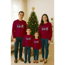 Sedirli Unisex Happy New Year Yılbaşı Baskılı Yetişkin ve  Çocuk Sweatshirt 3 Iplik Şardonlu Kumaş