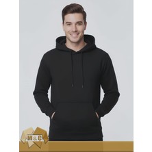 M.Ç Family Store Premium Unisex Şardonlu 3 Iplik Düz Baskısız Kalın Kışlık Kapşonlu Basic Sweatshirt