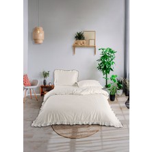 Monolisse Candy Fırfırlı Biyeli %100 Pamuk Nevresim Takımı Çift Kişilik Ekru Siyah  200X220CM