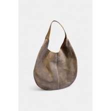 %100 Hakiki Süet Deri Yavru Çanta Detaylı Kadın Omuz Çantası