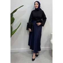 Tesettür Diyarı Kadın Kurdele Detaylı Gömlek-Siyah