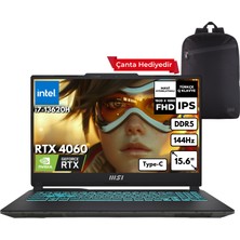 MSI Msı Cyborg 15 I7-13620H 64-Gbddr5 2 Tbssd RTX4060 (8GB-45W) 15.6" 144Hz Fhd Windows 10 Pro + Zg Sırt Çantası A13VF-893XTRZG43