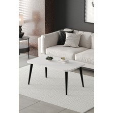 ED Efelez Design Orta Sehpa Metal Ayaklı , Roma Orta Sehpa , Siyah Metal - Beyaz Tabla