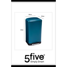 5Five Ariane 30 L Pedallı Çöp Kovası Mavi | Yavaş Kapanma Kapak, Kolay Temizlik Çıkarılabilir Yıkanabilir İç Sepet, İnce Tasarım