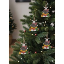 Dodomar Yılbaşı Ağaç Süsü Ahşap Mdf 3lü Paket