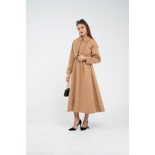 SASILVA Fermuarlı Tasarım Detaylı Bel Lastikli Midi Kadın Elbise 1728