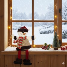 Dodomar 30 cm Büyük Peluş Kabartma Kardan Adam Figürü – Yılbaşı Dekoratif Süs Modeli