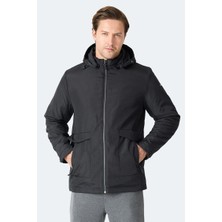 Slazenger Gravel Erkek Kapüşonlu Siyah Mont & Kaban