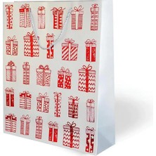 Dodomar Yılbaşı Temalı Karton Çanta Gümüş Üstü KIR31X40