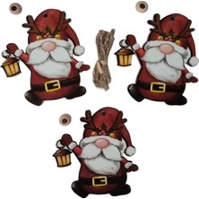 Dodomar Yılbaşı Ağaç Süsü Cüce Noel Baba Ahşap Mdf 3lü Paket