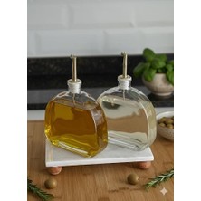 2'li Mermer Stantlı Gold Başlıklı Yağlık&sosluk Seti 500 ml Marbella