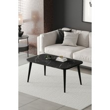 ED Efelez Design Orta Sehpa Metal Ayaklı , Roma Orta Sehpa , Siyah Metal - Siyah Mermer Tabla