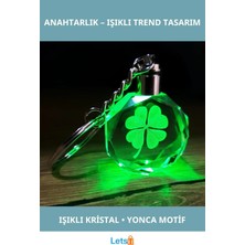 Letsii Renk Değiştiren Işıklı Kristal Yonca Anahtarlık 10 cm