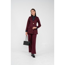 SASILVA Süet Dokulu Tek Düğmeli Modern Kadın Takım 8098