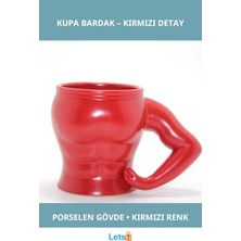 Letsii Estetik Kırmızı Vücut Porselen Kupa Bardak