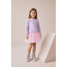 Kiraz Detaylı Tüllü Kız Çocuk Elbise