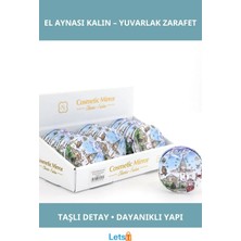 Letsii Taşlı Istanbul Tasarımı Yuvarlak Kalın El Aynası